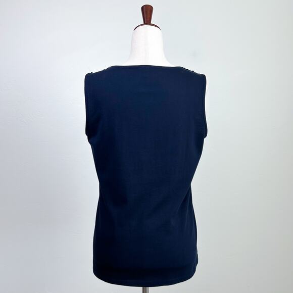 Talbots Blue Sequin Front Shell Sleeveless Tank Top - Picture 7 of 10